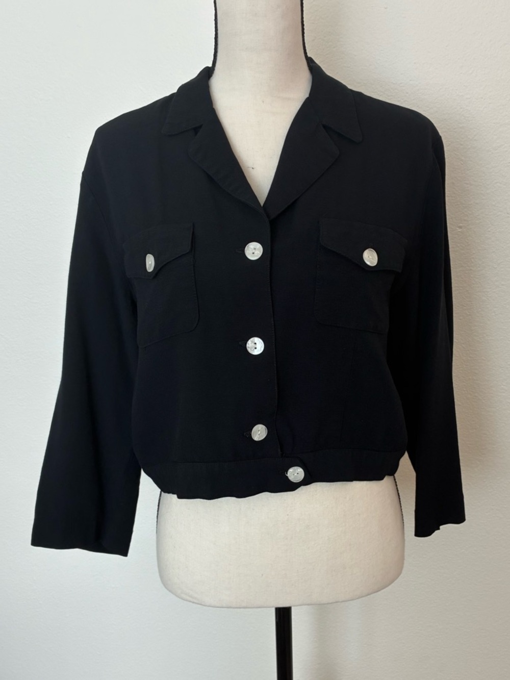 Vintage 90s Hillard & Hanson Cropped Button Down Blouse or Blazer